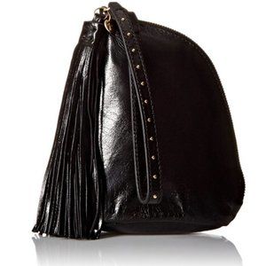 Hobo | Black Leather Twilight Triangle Wristlet with Tassel